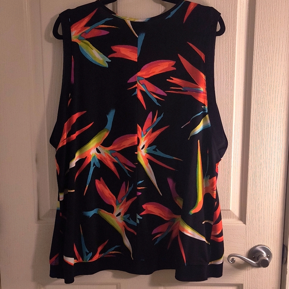 Worthington Hawaiian Floral Sleeveless Top XL EUC - Picture 5 of 8